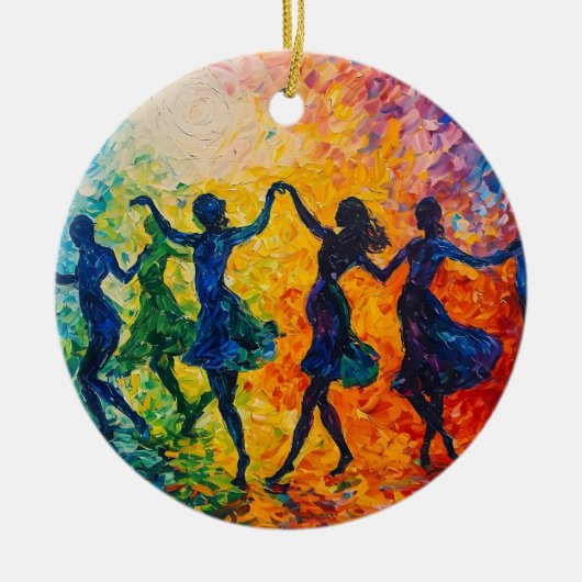 Kleurrijke silhouetten dansen keramisch ornament (Voorkant)