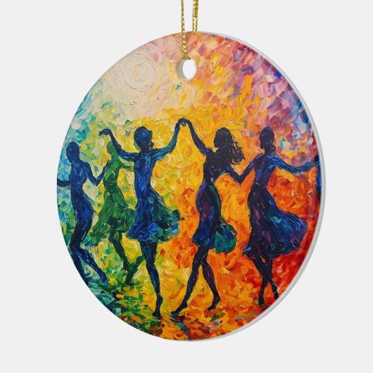 Kleurrijke silhouetten dansen keramisch ornament (Links)