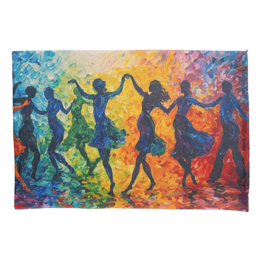 Kleurrijke silhouetten dansen kussensloop (Voorkant)