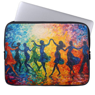 Kleurrijke silhouetten dansen laptop sleeve