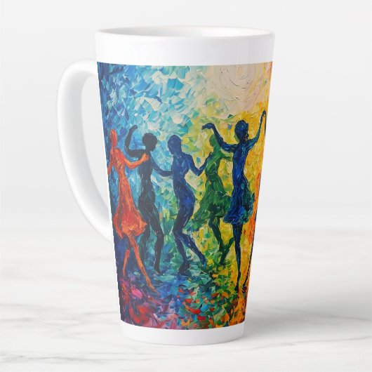 Kleurrijke silhouetten dansen latte mok (Linkerhoek)