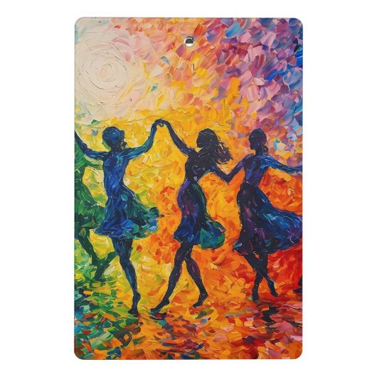 Kleurrijke silhouetten dansen mini klembord (Achterkant)