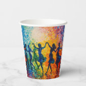 Kleurrijke silhouetten dansen papieren bekers (Achterkant)