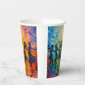 Kleurrijke silhouetten dansen papieren bekers (Links)