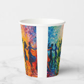 Kleurrijke silhouetten dansen papieren bekers (Rechts)