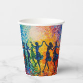 Kleurrijke silhouetten dansen papieren bekers (Voorkant)