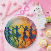 Kleurrijke silhouetten dansen papieren bordje (Feest)