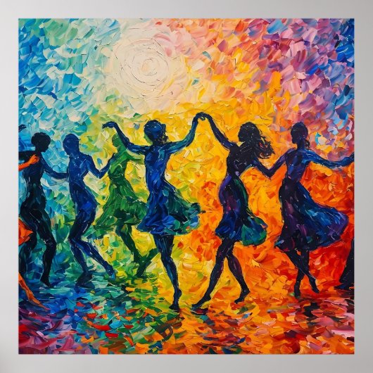 Kleurrijke silhouetten dansen poster (Voorkant)