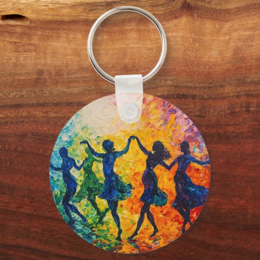 Kleurrijke silhouetten dansen sleutelhanger (Achterkant)