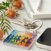 Kleurrijke silhouetten dansen sleutelhanger (Voorkant Rechts)