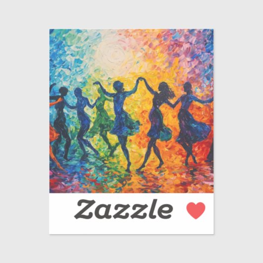 Kleurrijke silhouetten dansen sticker (Vel)