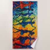 Kleurrijke silhouetten dansen strandlaken (Voorkant)