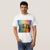 Kleurrijke silhouetten dansen t-shirt (Voorkant volledig)