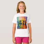 Kleurrijke silhouetten dansen t-shirt (Voorkant volledig)