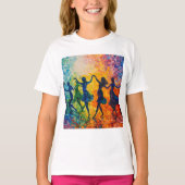 Kleurrijke silhouetten dansen t-shirt (Voorkant)