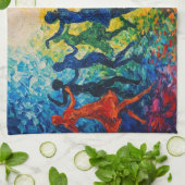 Kleurrijke silhouetten dansen theedoek (Gevouwen)