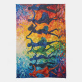 Kleurrijke silhouetten dansen theedoek (Verticaal)