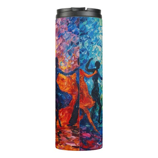 Kleurrijke silhouetten dansen thermosbeker (Achterkant)