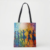 Kleurrijke silhouetten dansen tote bag (Voorkant)