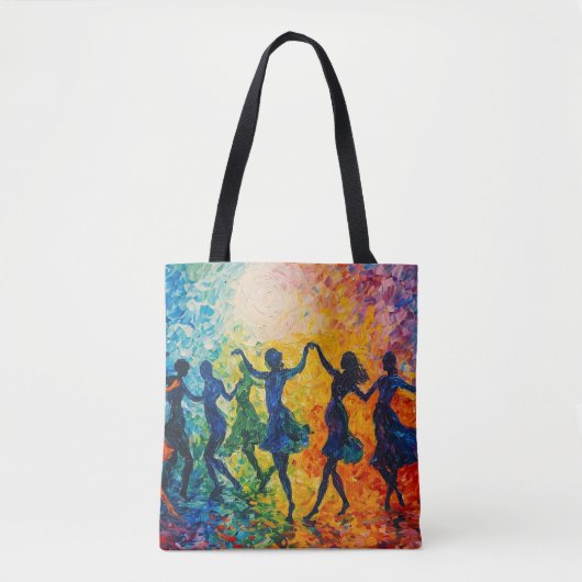 Kleurrijke silhouetten dansen tote bag (Voorkant)