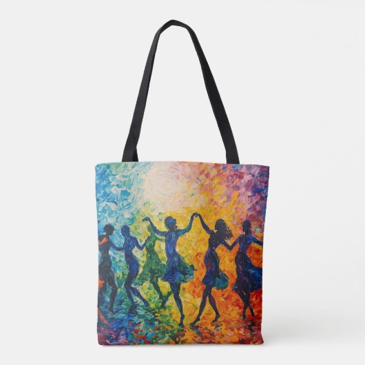 Kleurrijke silhouetten dansen tote bag (Achterkant)