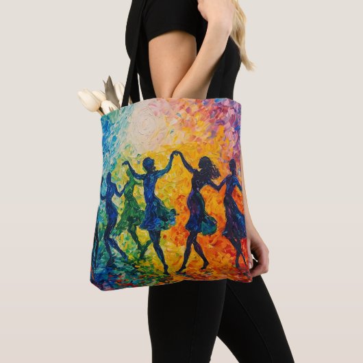 Kleurrijke silhouetten dansen tote bag (Dichtbij)