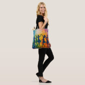 Kleurrijke silhouetten dansen tote bag (Op model)