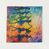 Kleurrijke silhouetten dansen wandkleed (Voorkant (horizontaal))