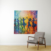 Kleurrijke silhouetten dansen wandkleed (In situ)