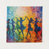 Kleurrijke silhouetten dansen wandkleed (Voorkant)