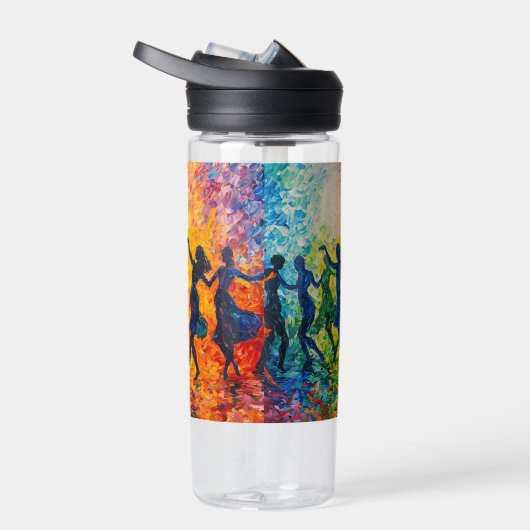 Kleurrijke silhouetten dansen waterfles (Rechts)