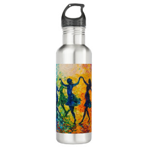 Kleurrijke silhouetten dansen waterfles 