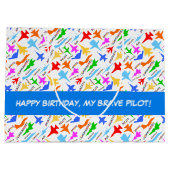 kleurrijke silhouetten van het patroon van militai groot cadeauzakje (Achterkant)