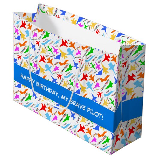 kleurrijke silhouetten van het patroon van militai groot cadeauzakje (Voorkant Gekanteld)