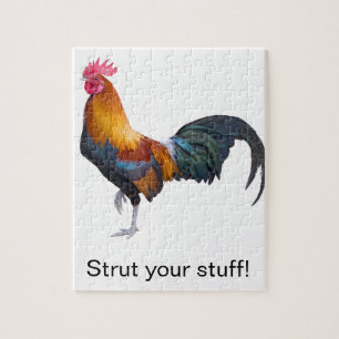 Kleurrijke Simplistische Haan "Strut je spullen!" Legpuzzel