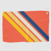Kleurrijke Sinaasappel 70s 80s Retro Striped Strip Golfhanddoek (Horizontaal)