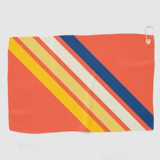 Kleurrijke Sinaasappel 70s 80s Retro Striped Strip Golfhanddoek (Horizontaal)