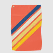 Kleurrijke Sinaasappel 70s 80s Retro Striped Strip Golfhanddoek (Voorkant)