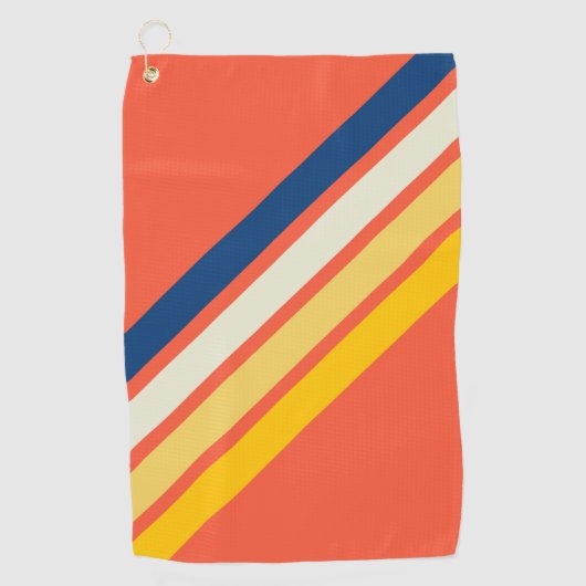 Kleurrijke Sinaasappel 70s 80s Retro Striped Strip Golfhanddoek (Voorkant)