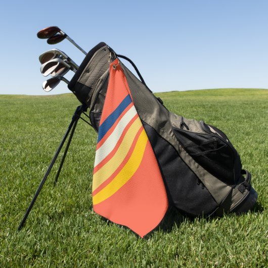 Kleurrijke Sinaasappel 70s 80s Retro Striped Strip Golfhanddoek (Groen)