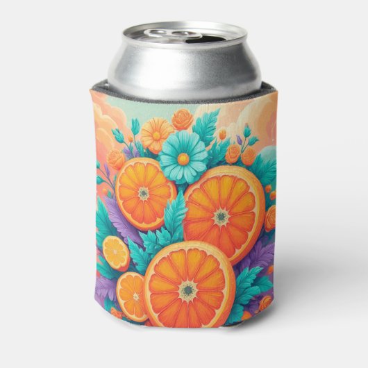 Kleurrijke sinaasappels blikjeskoeler (Blikje Achterkant)