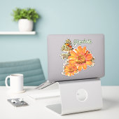 Kleurrijke Sinaasappels bloemen en vlinder Sticker (Laptop op bureau)