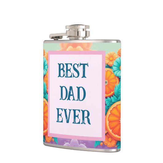 Kleurrijke sinaasappels met beste vader ooit heupfles (Links)