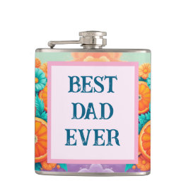 Kleurrijke sinaasappels met beste vader ooit heupfles