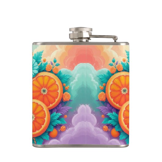 Kleurrijke sinaasappels met beste vader ooit heupfles (Achterkant)