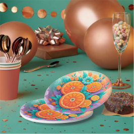 Kleurrijke sinaasappels papieren bordje