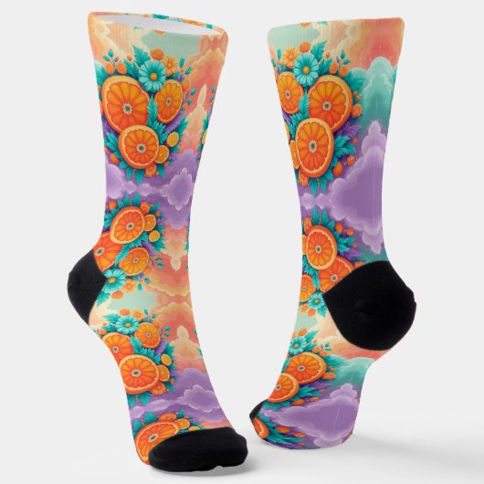 Kleurrijke sinaasappels sokken (Gebogen)