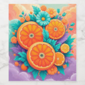 Kleurrijke sinaasappels voor Vaderdag Wijn Etiket (Enkel label)