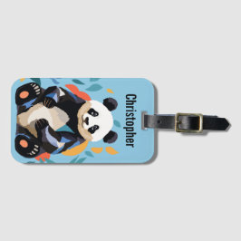 Kleurrijke Sitting Panda Beer Gepersonaliseerde Na Bagagelabel