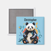 Kleurrijke Sitting Panda Beer Gepersonaliseerde Na Magneet (Voorkant / Achterkant)